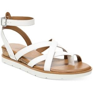 Style & Co. Womens Darla White Strappy Thong Flat Wedge Sandals Shoes